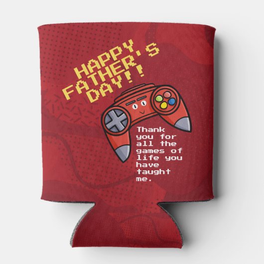 赤おもしろいジョイスティック父の日の挨拶 缶クーラー (裏面)