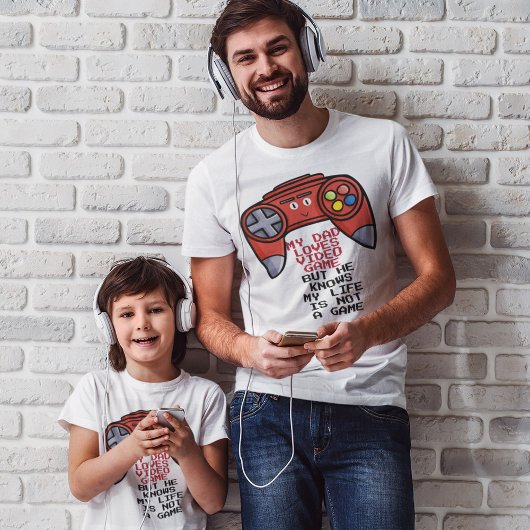 赤おもしろいジョイスティック父の日白 Tシャツ