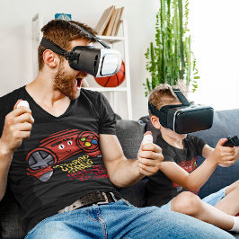 赤おもしろいジョイスティック父の日黒番 Tシャツ