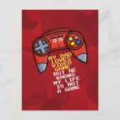 赤おもしろいジョイスティック父の日 ポストカード (正面)