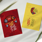 赤おもしろいジョイスティック父の日 ポストカード