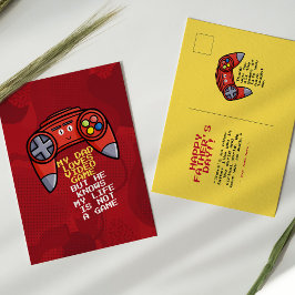 赤おもしろいジョイスティック父の日 ポストカード