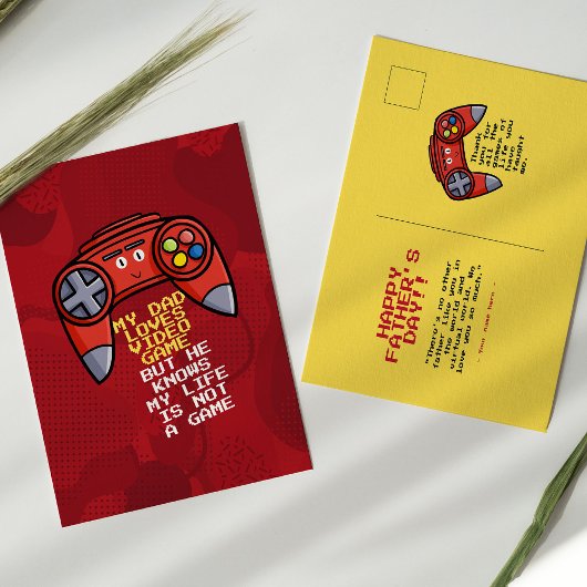 赤おもしろいジョイスティック父の日 ポストカード