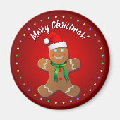 赤おもしろいジンジャーブレッドマン マグネット (正面)
