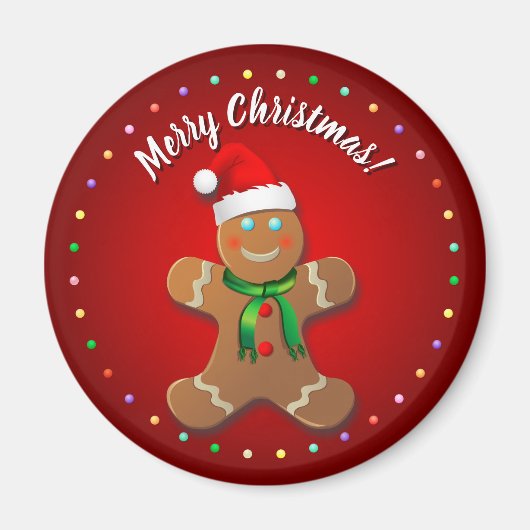 赤おもしろいジンジャーブレッドマン マグネット (正面)