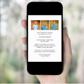 赤おもしろいスクリプト3フォトシンプル卒業式BBQパーティー 招待状