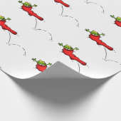 赤おもしろいストッキングのカエル ラッピングペーパー (角)