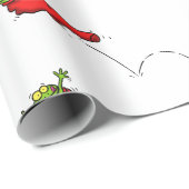 赤おもしろいストッキングのカエル ラッピングペーパー (ロールコーナー)