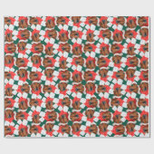 赤おもしろいダシュントのクリスマスパターン ラッピングペーパー (フラット)