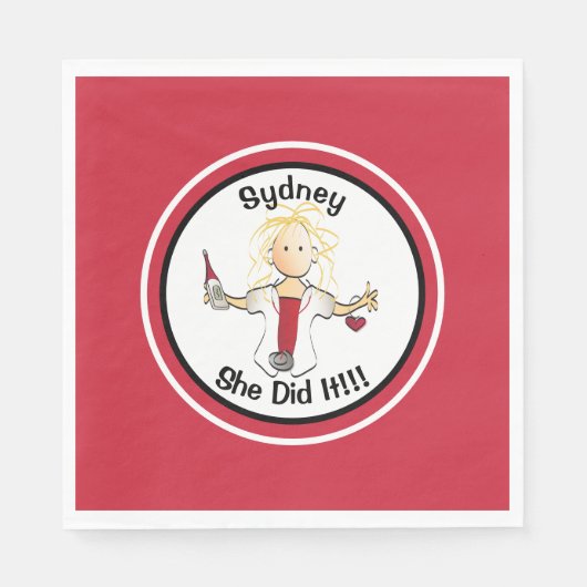 赤おもしろいナースの紙 スタンダードランチョンナプキン (正面)