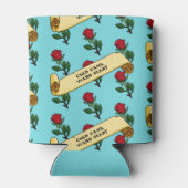 赤おもしろいバラ冷缶暖かいハートリボンパターン 缶クーラー (裏面)