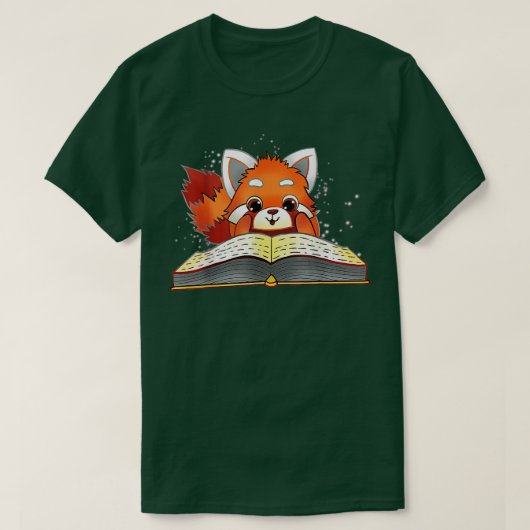 赤おもしろいパンダ読ズ Tシャツ (デザイン正面)