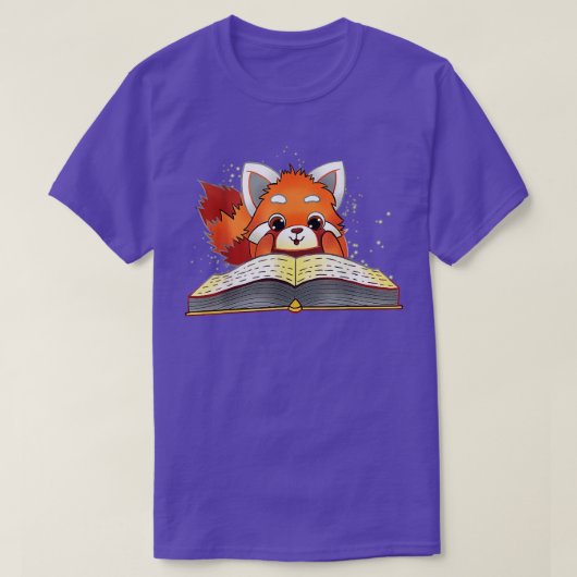 赤おもしろいパンダ読ズ Tシャツ (デザイン正面)