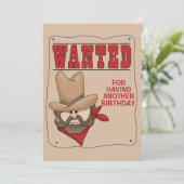 赤おもしろいベージュ指名手配ポスター誕生日招待状 招待状 (スタンド正面)