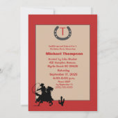 赤おもしろいベージュ指名手配ポスター誕生日招待状 招待状 (裏面)