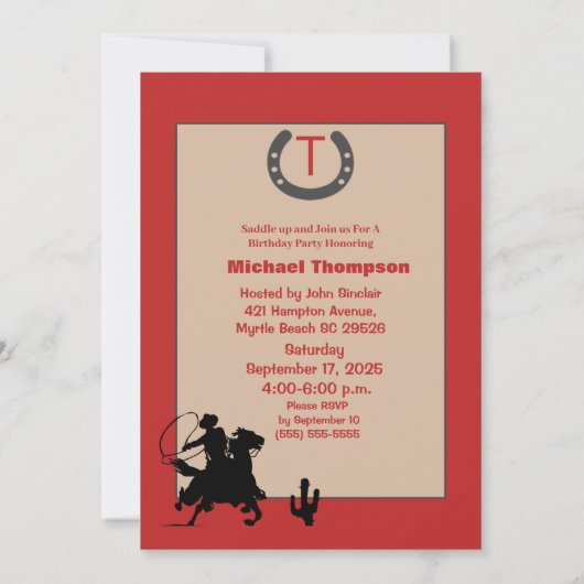 赤おもしろいベージュ指名手配ポスター誕生日招待状 招待状 (裏面)