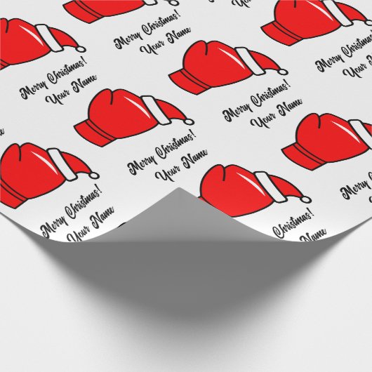 赤おもしろいボクシンググローブクリスマスホリデー ラッピングペーパー (角)