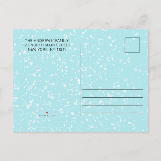 赤おもしろいレトロトラッククリスマスツリー移動 案内ポストカード (裏面)