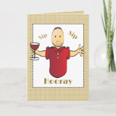 赤おもしろいワイントースト男性マンガハッピーバースデー カード (正面)