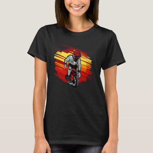 赤おもしろい一輪車 Tシャツ (正面)