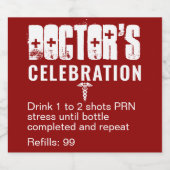 赤おもしろい処方医お祝い リキュールボトルラベル (シングルラベル)