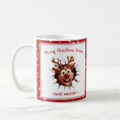 赤おもしろい名聖降誕祭を突破するルドルフ コーヒーマグカップ (左)