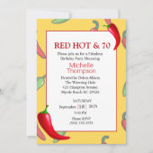 赤おもしろい唐辛子70番誕生日招待状 招待状 (正面)