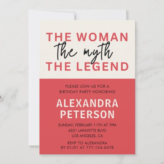 赤おもしろい女伝説92歳の誕生日 招待状 (正面)