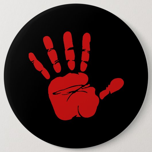 赤おもしろい手 缶バッジ (正面)