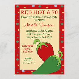 赤おもしろい熱70番目の誕生日招待状 招待状