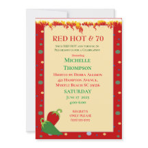 赤おもしろい熱70番目の誕生日招待状