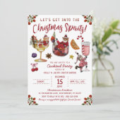 赤おもしろい猫クリスマススピリットカクテルパーティー 招待状 (スタンド正面)