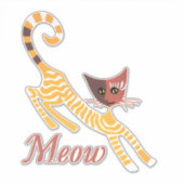 赤おもしろい猫 シール (正面)