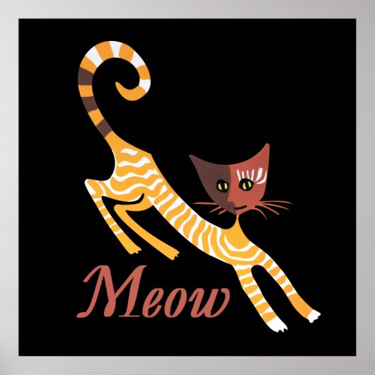 赤おもしろい猫 ポスター (正面)