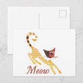 赤おもしろい猫 ポストカード (正面/裏面)