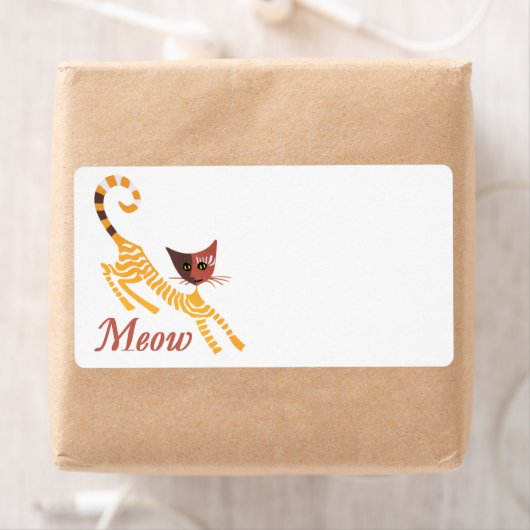 赤おもしろい猫 ラベル (インサイチュ)