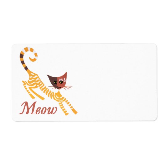 赤おもしろい猫 ラベル (正面)