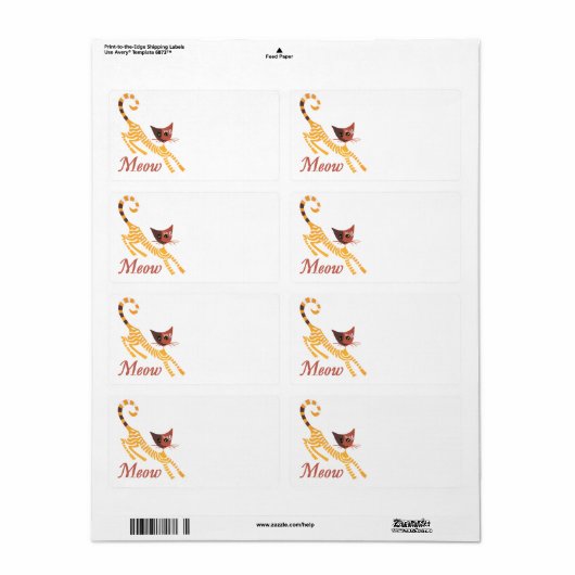 赤おもしろい猫 ラベル (フルシート)