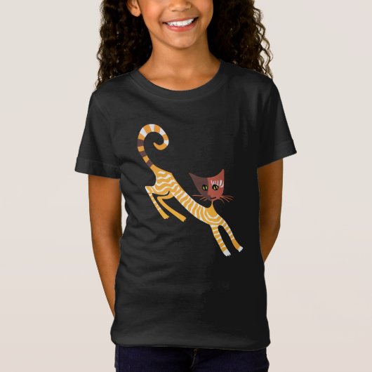 赤おもしろい猫 Tシャツ (正面)