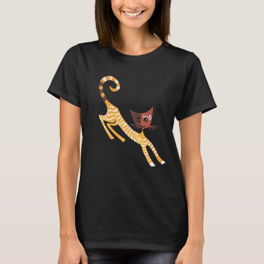 赤おもしろい猫 Tシャツ (正面)