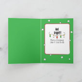 赤おもしろい緑の犬のクリスマスカード カード (内部)