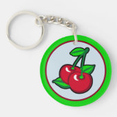 赤おもしろい緑ブラックブルーさくらんぼフルーツアーポップ・アートのト キーホルダー (正面)