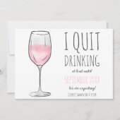 赤おもしろい色のローズワイングラスやめ妊娠中 案内状 (正面)