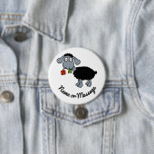 赤おもしろい花付き可愛い黒羊カスタム羊 缶バッジ (インサイチュ)