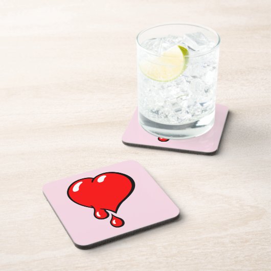 赤おもしろい血ハート自由主義の芸術 コースター (右側)