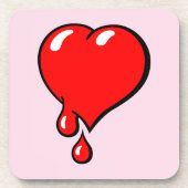 赤おもしろい血ハート自由主義の芸術 コースター (正面)