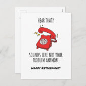 赤おもしろい電話退職カードイラストレーション シーズンポストカード (正面/裏面)