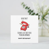 赤おもしろい電話退職カードイラストレーション 招待状 (スタンド正面)