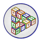 赤おもしろい青イエローグリーンキッズブロック カッティングボード (正面)