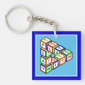 赤おもしろい青イエローグリーンキッズブロック キーホルダー (正面)